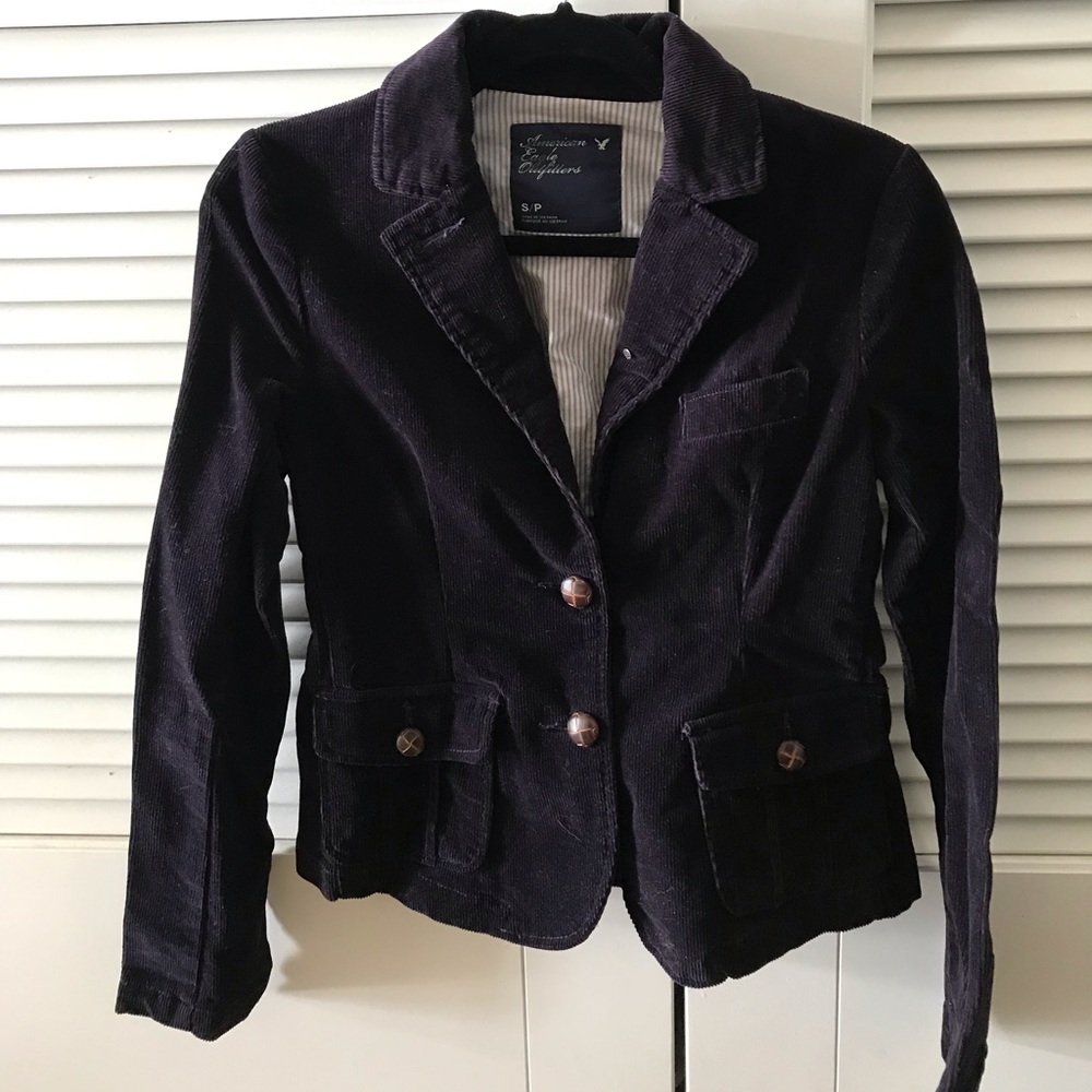 Indigo Corduroy Waist Length Blazer